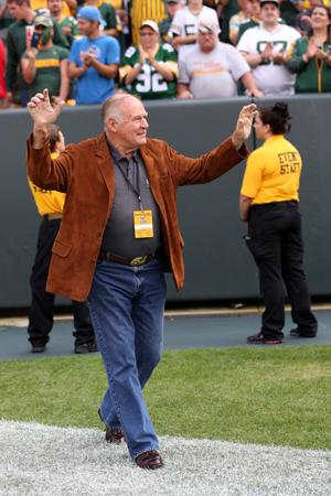 Kramer is introduced during a Packers’ alumnus ceremony last September at Lambeau Field.